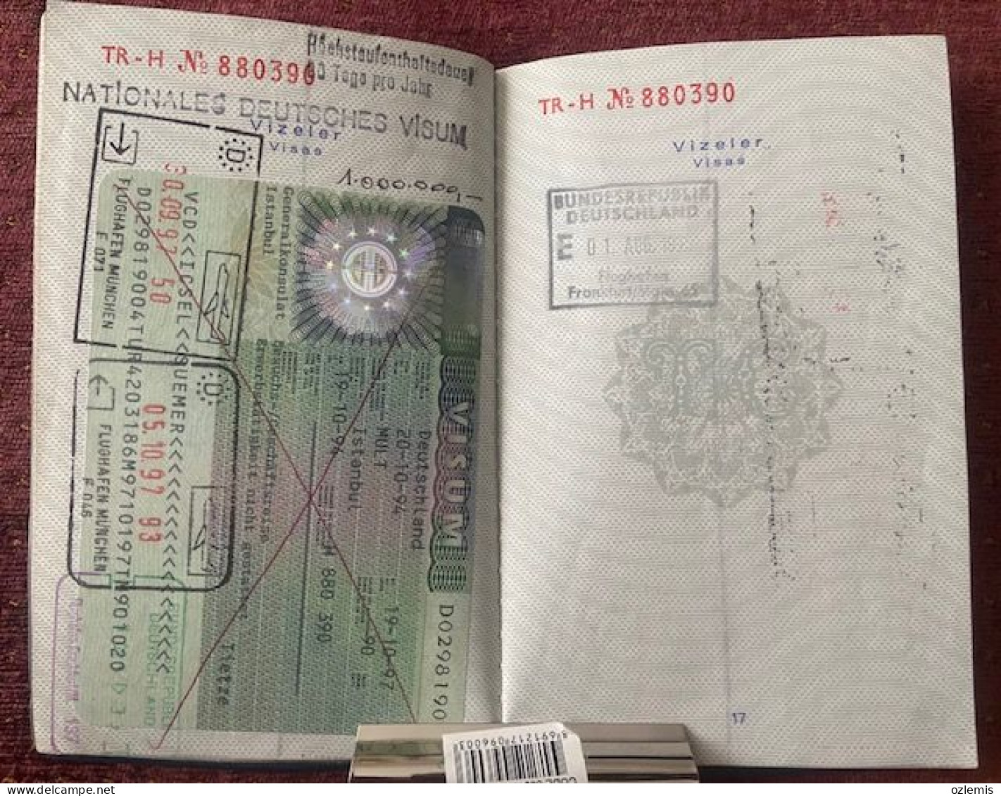 PASSPORT  PASSEPORT, 1994 ,USED,DEUTSCHLAND, SUISSE,,VİSA - Sammlungen