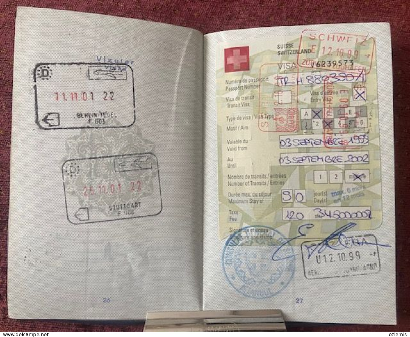 PASSPORT  PASSEPORT, 1994 ,USED,DEUTSCHLAND, SUISSE,,VİSA