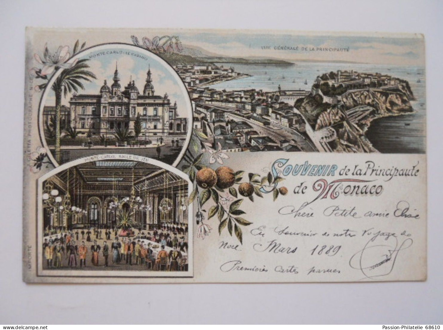 Souvenir De La Principauté De Monaco Mars 1889 (premières Cartes Parues) - Sonstige & Ohne Zuordnung