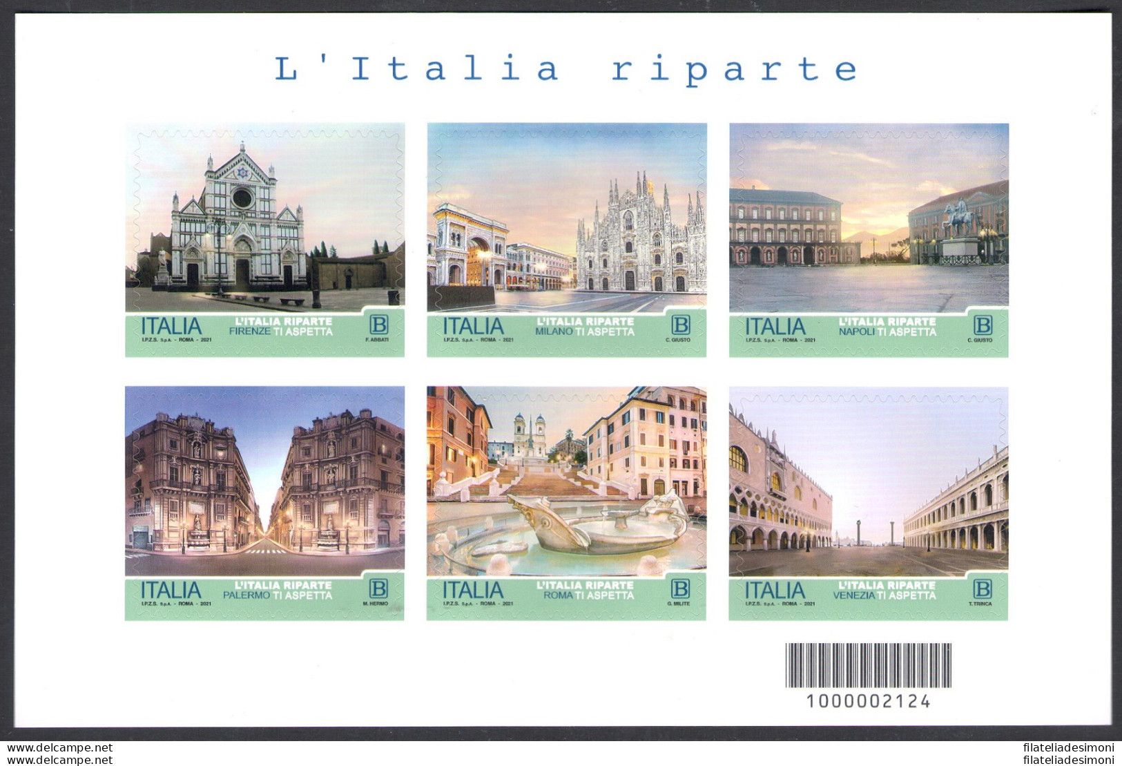 2021 Italia - Repubblica, Turistica - L'Italia Riparte - Foglietto - Nuovo, Tiratura 45.000 Esemplari, MNH** - Blocks & Sheetlets