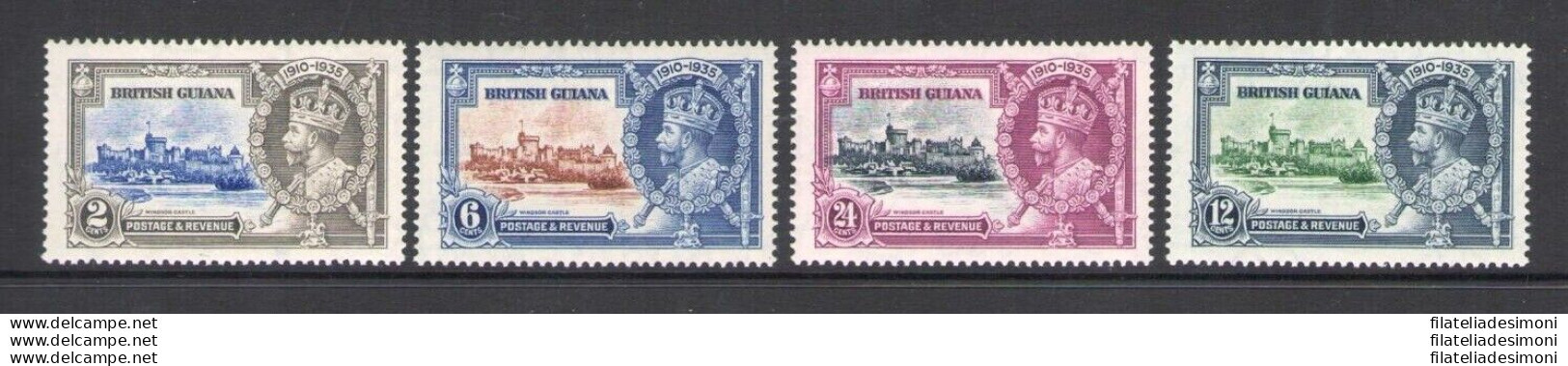 1935 BRITISH GUIANA - Stanley Gibbons N. 301-04, Silver Jubilee - 4 Valori - MH* - Otros & Sin Clasificación