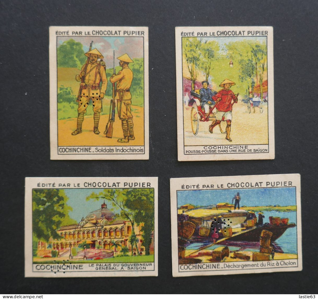 Lot 4 Images Chocolat Pupier. Album Asie 1938.  COCHINCHINE - Other & Unclassified