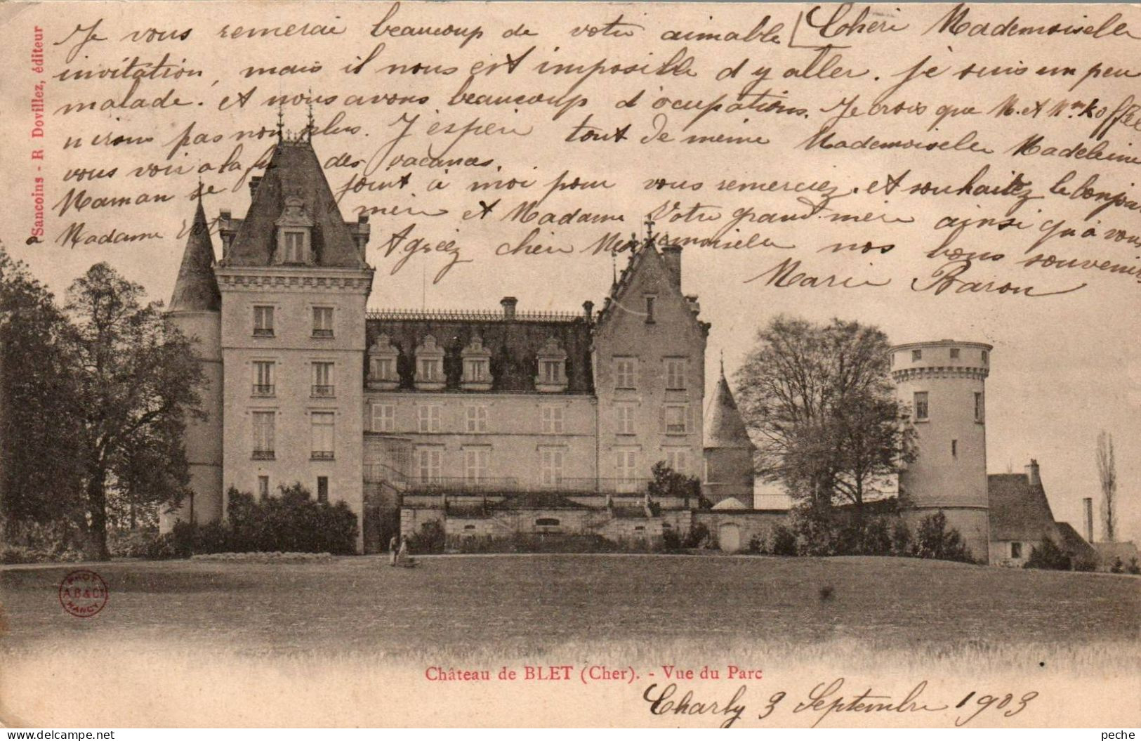 N°2727 W -cpa Château De Blet -vue Du Parc- - Autres & Non Classés