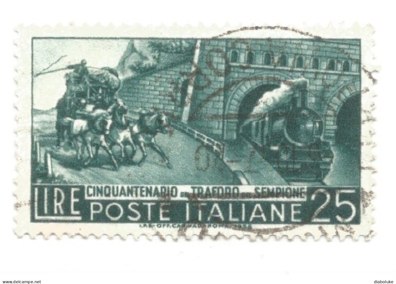 (REPUBBLICA ITALIANA) 1956, TRAFORO DEL SEMPIONE - Serie Di 1 Francobollo Usato - 1946-60: Used