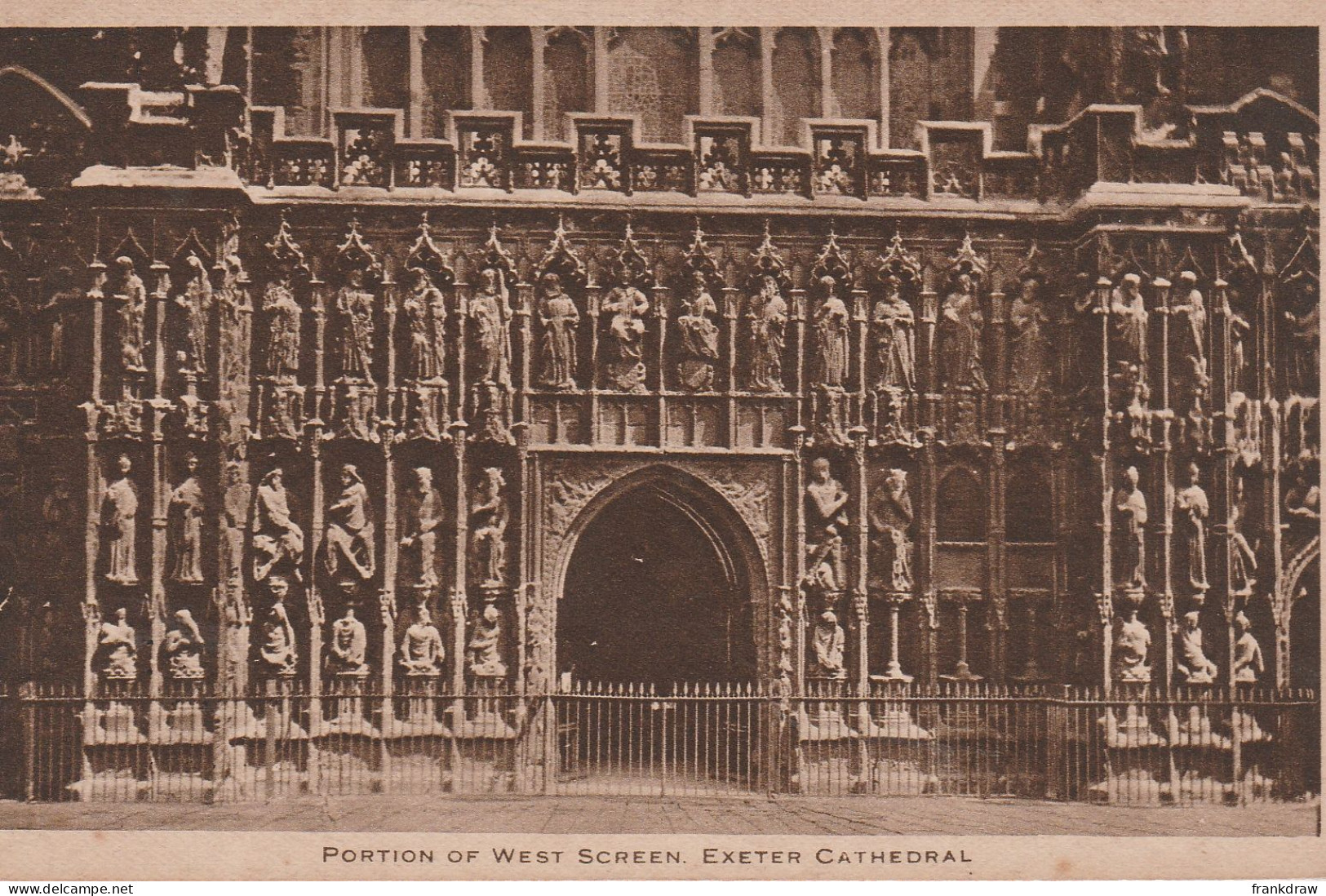 Postcard - Portion Of West Screen, Exeter Cathedral - No Card No  - Very Good - Ohne Zuordnung