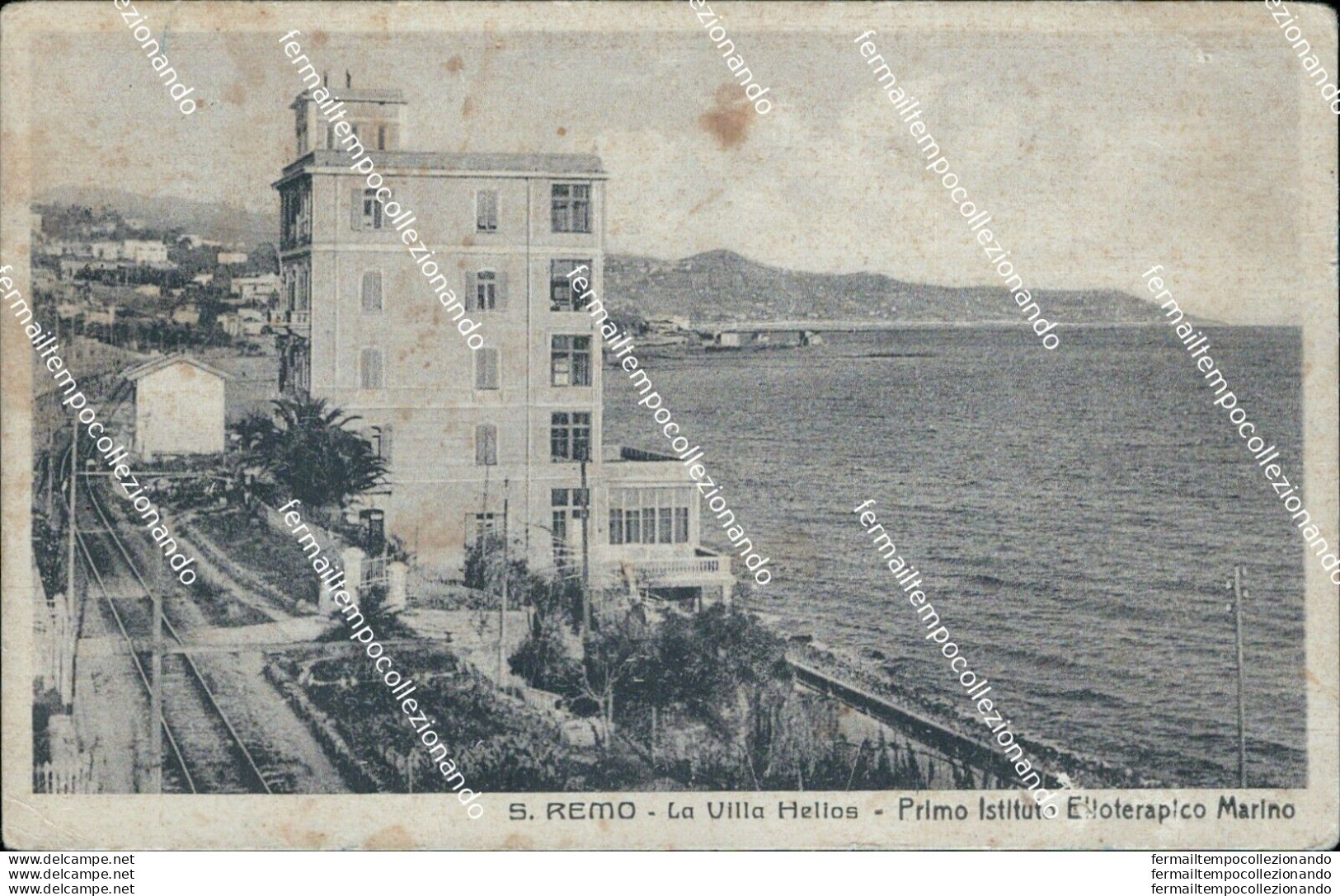 Bq208 Cartolina Sanremo La Villa Hellos 1938 Provincia Di Imperia - Imperia