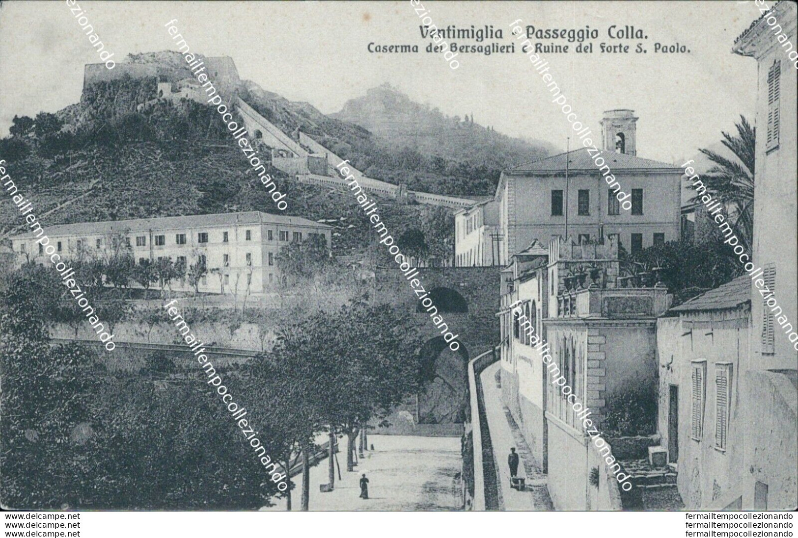 Bq223 Cartolina Ventimiglia Passeggio Colla Caserma Dei Bersaglieri  Imperia - Imperia