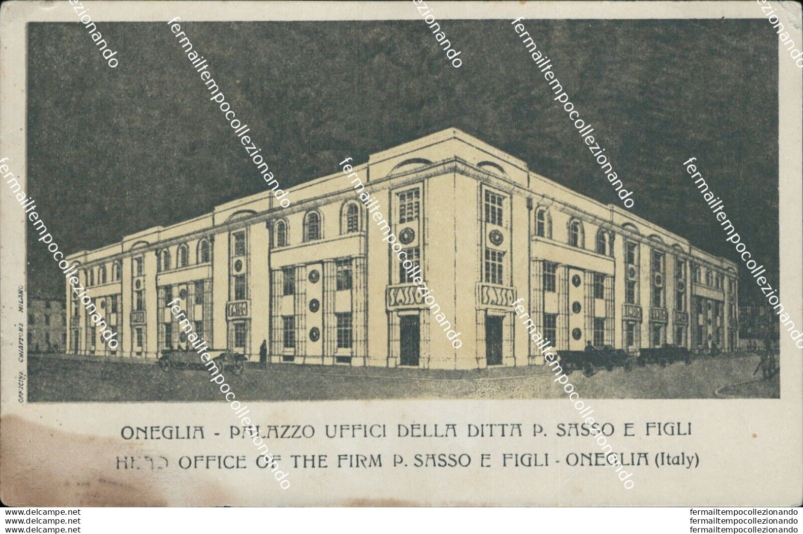 Be393 Cartolina Oneglia Palazzo Uffici Della Ditta D.sasso E Figli Imperia - Imperia