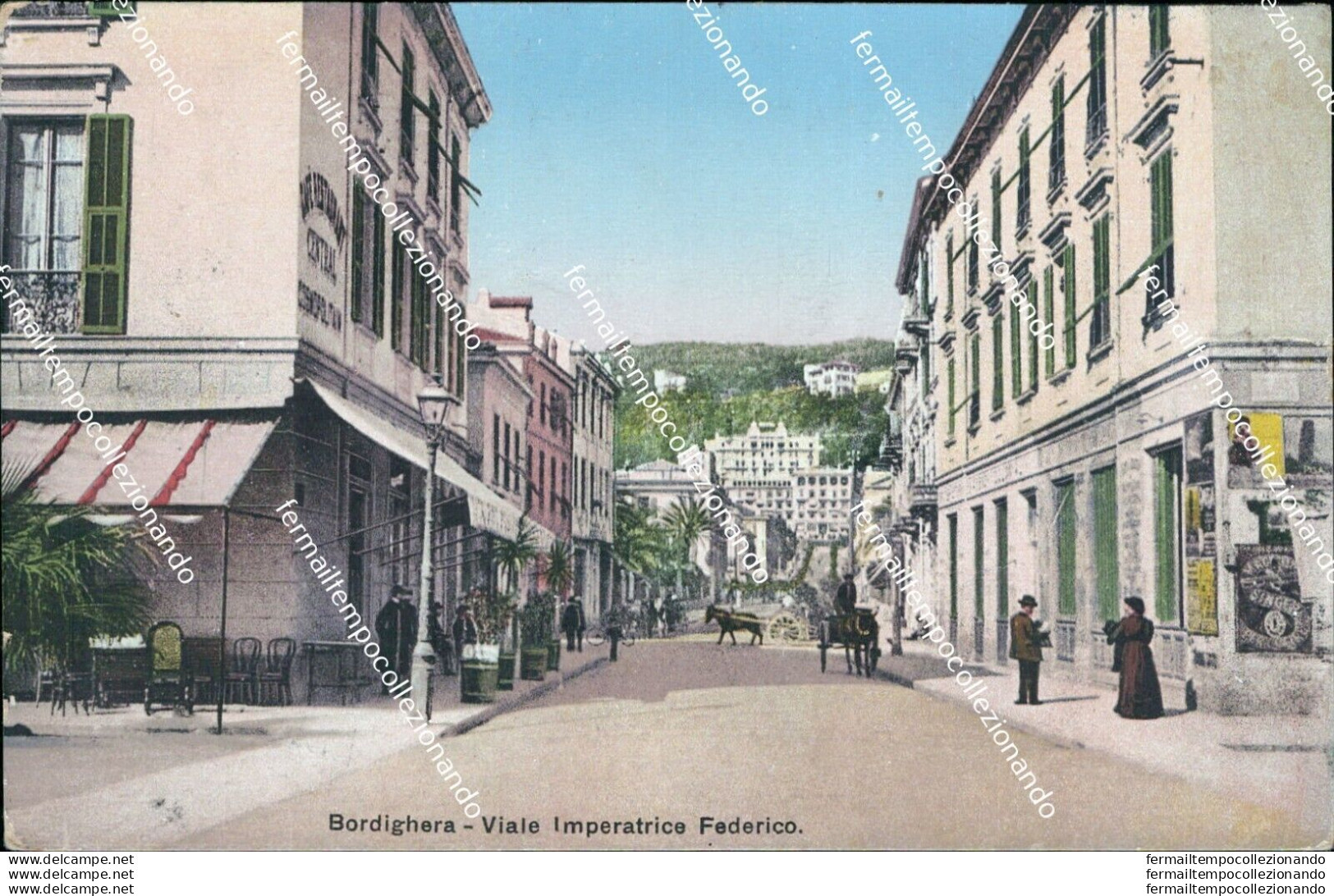 Az458 Cartolina Bordighera Viale Imperatrice Federico Imperia 1913 - Imperia