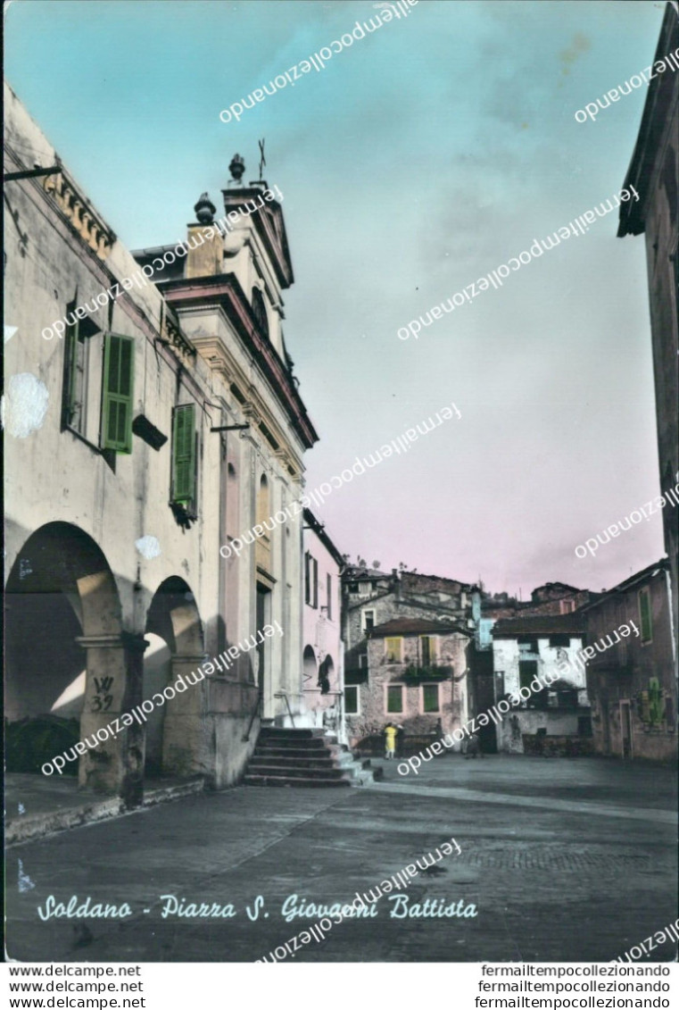 Bq498 Cartolina Soldano Piazza S.giovanni Battista Provincia Di Imperia - Imperia