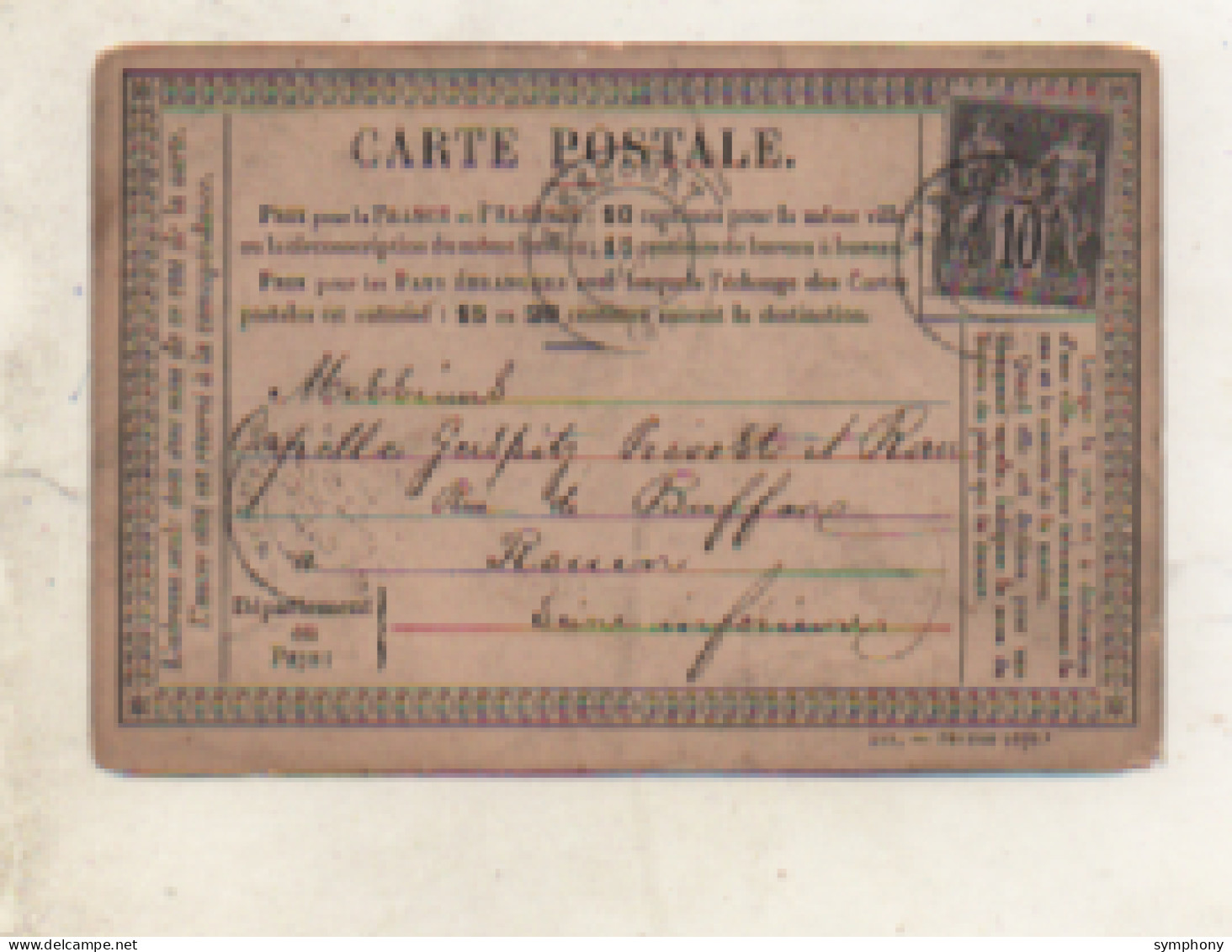 Carte Postale Avec Timbre Sage - 1878 -  De Mirecourt à Rouen - - 1876-1878 Sage (Typ I)