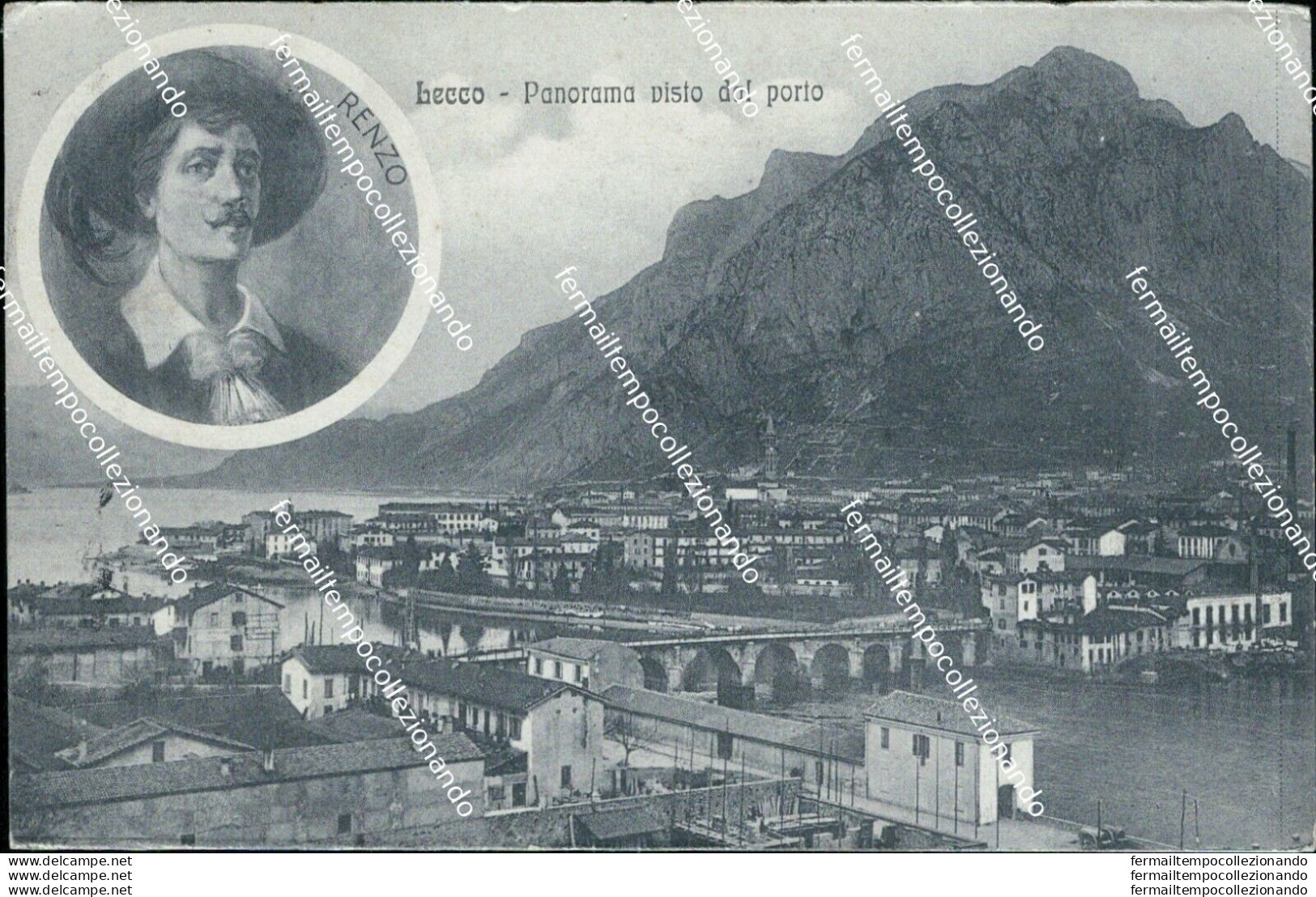 Bf276 Cartolina Lecco Panorama Visto Dal Porto 1917 - Lecco