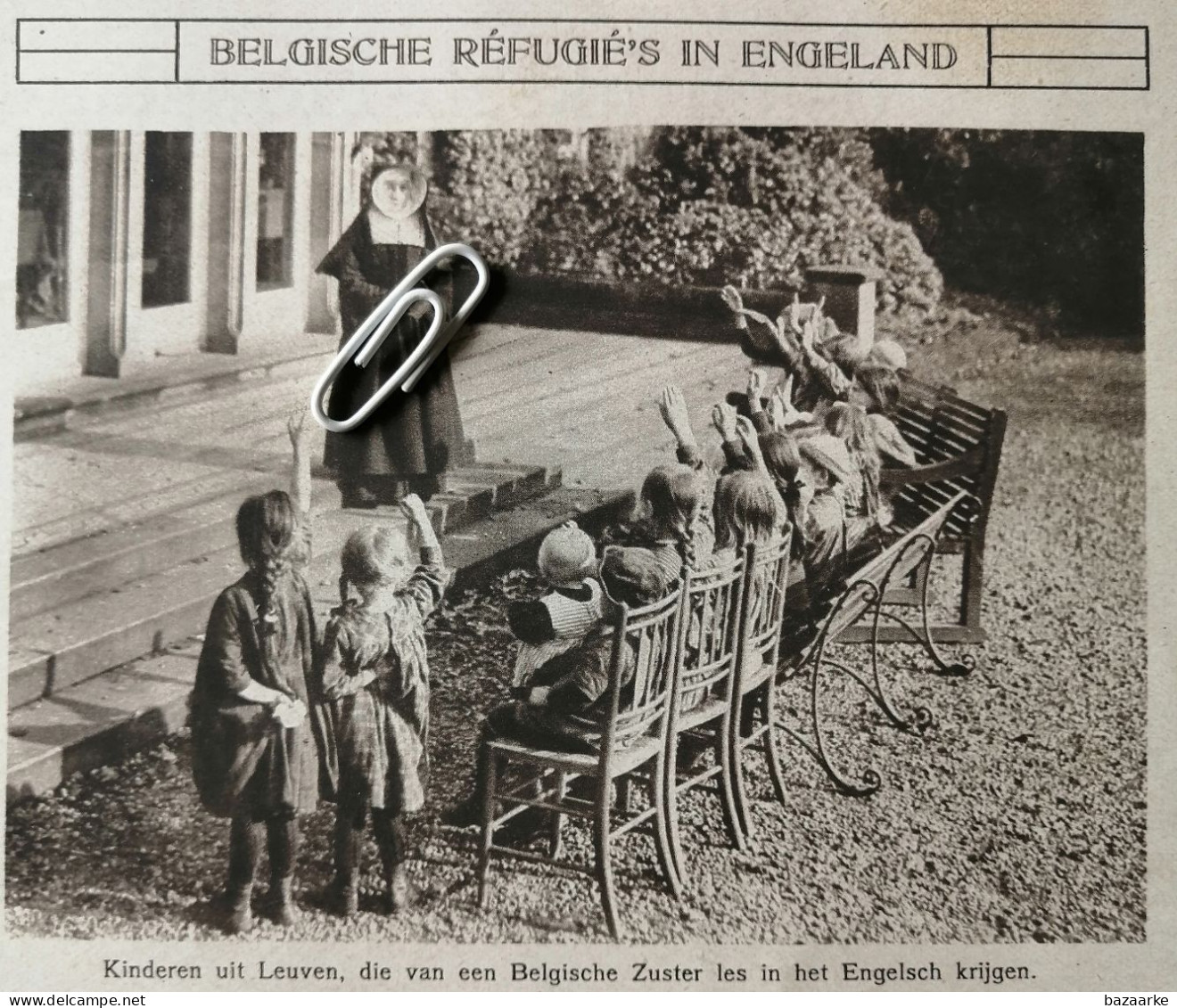 OORLOG 1914 / BELGISCHE RÉFUGIÉ'S IN ENGELAND / KINDEREN UIT LEUVEN KRIJGEN LES VAN EEN BELGISCHE ZUSTER - Non Classés