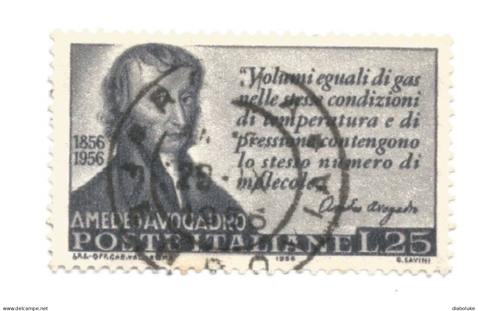 (REPUBBLICA ITALIANA) 1956, AMEDEO AVOGADRO - Serie Di 1 Francobollo Usato - 1946-60: Oblitérés