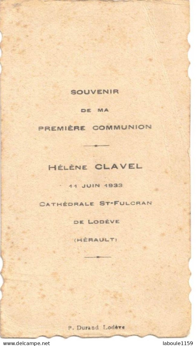 HERAULT LODEVE SOUVENIR PIEUX COMMUNION CATHEDRALE SAINT FULCRAN HELENE CLAVEL IMAGE PIEUSE CHROMO HOLY CARD SANTINI - Images Religieuses