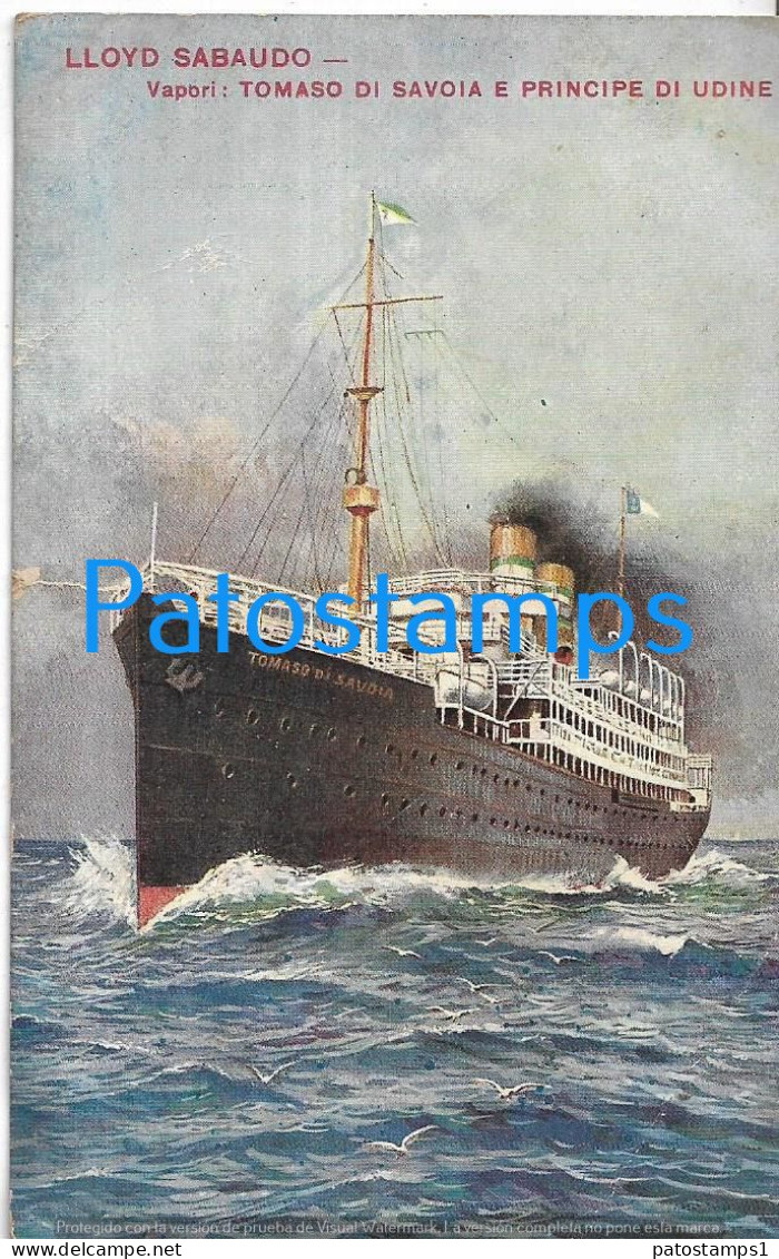 229094 SHIP BARCO TOMASO DI SAVOIA E PRINCIPE DI UDINE BREAK CIRCULATED TO ARGENTINA POSTAL POSTCARD - Sonstige & Ohne Zuordnung