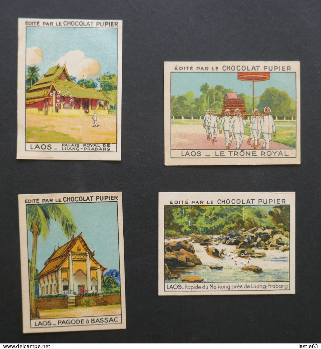 Lot 4 Images Chocolat Pupier. Album Asie 1938.  LAOS  Palais Royal  Trône Royal - Other & Unclassified