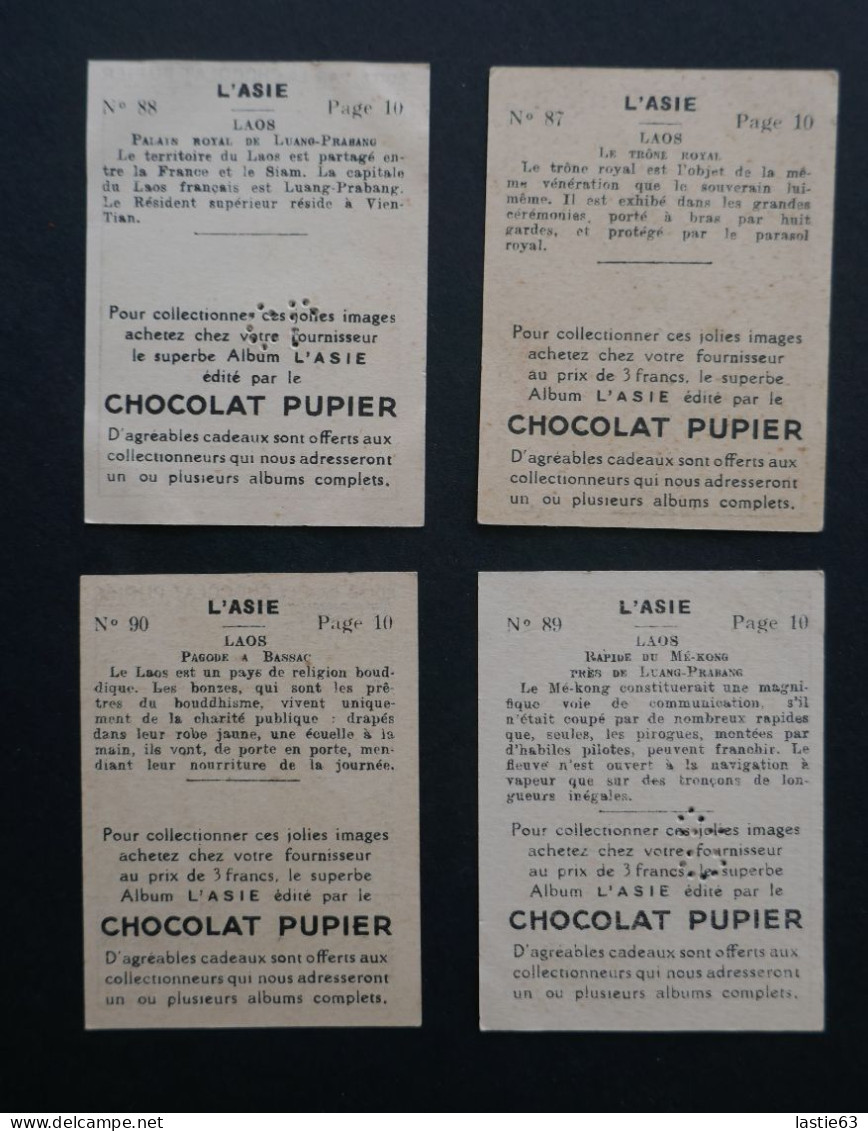 Lot 4 Images Chocolat Pupier. Album Asie 1938.  LAOS  Palais Royal  Trône Royal - Other & Unclassified