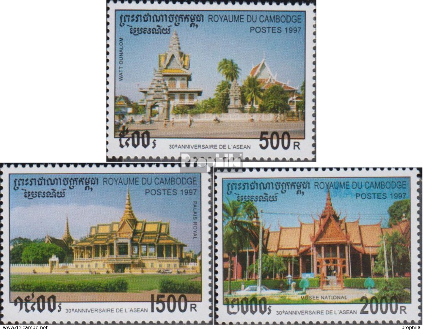 Kambodscha 1738-1740 (kompl.Ausg.) Postfrisch 1997 Sehenswürdigkeiten - Cambodge
