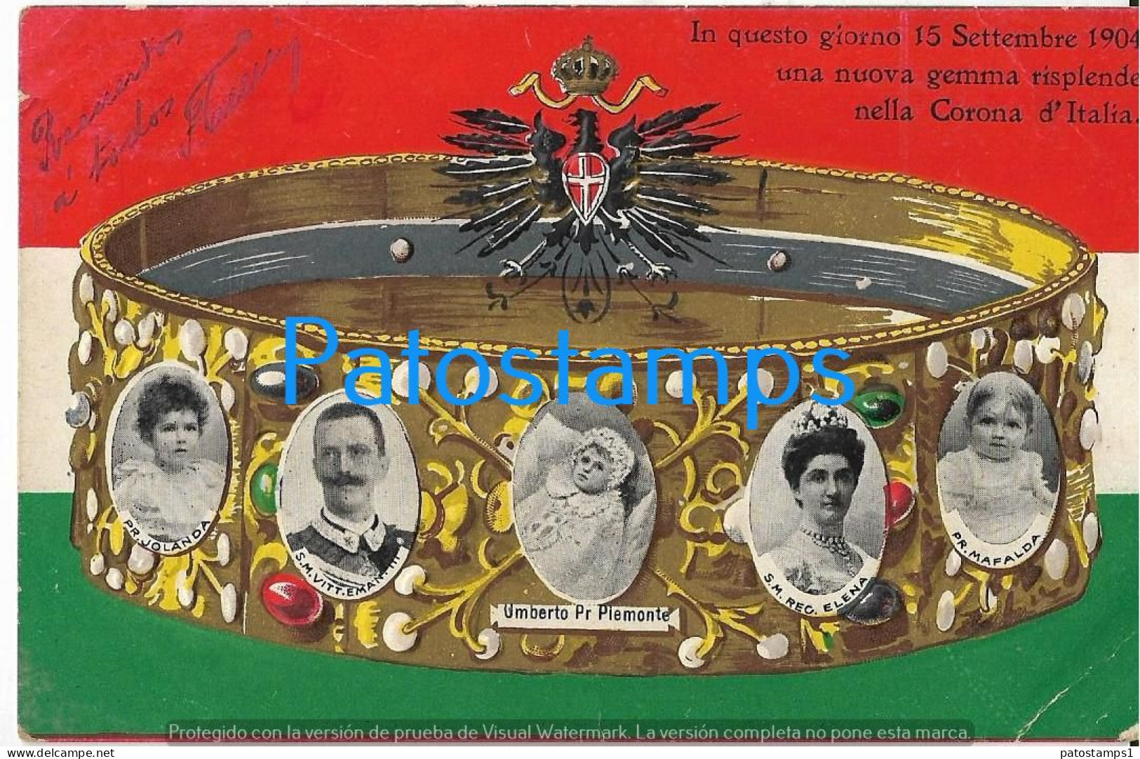 229095 ITALY ART EMBOSSED CROWN ROYALTY FAMILY CIRCULATED TO ARGENTINA POSTAL POSTCARD - Sonstige & Ohne Zuordnung