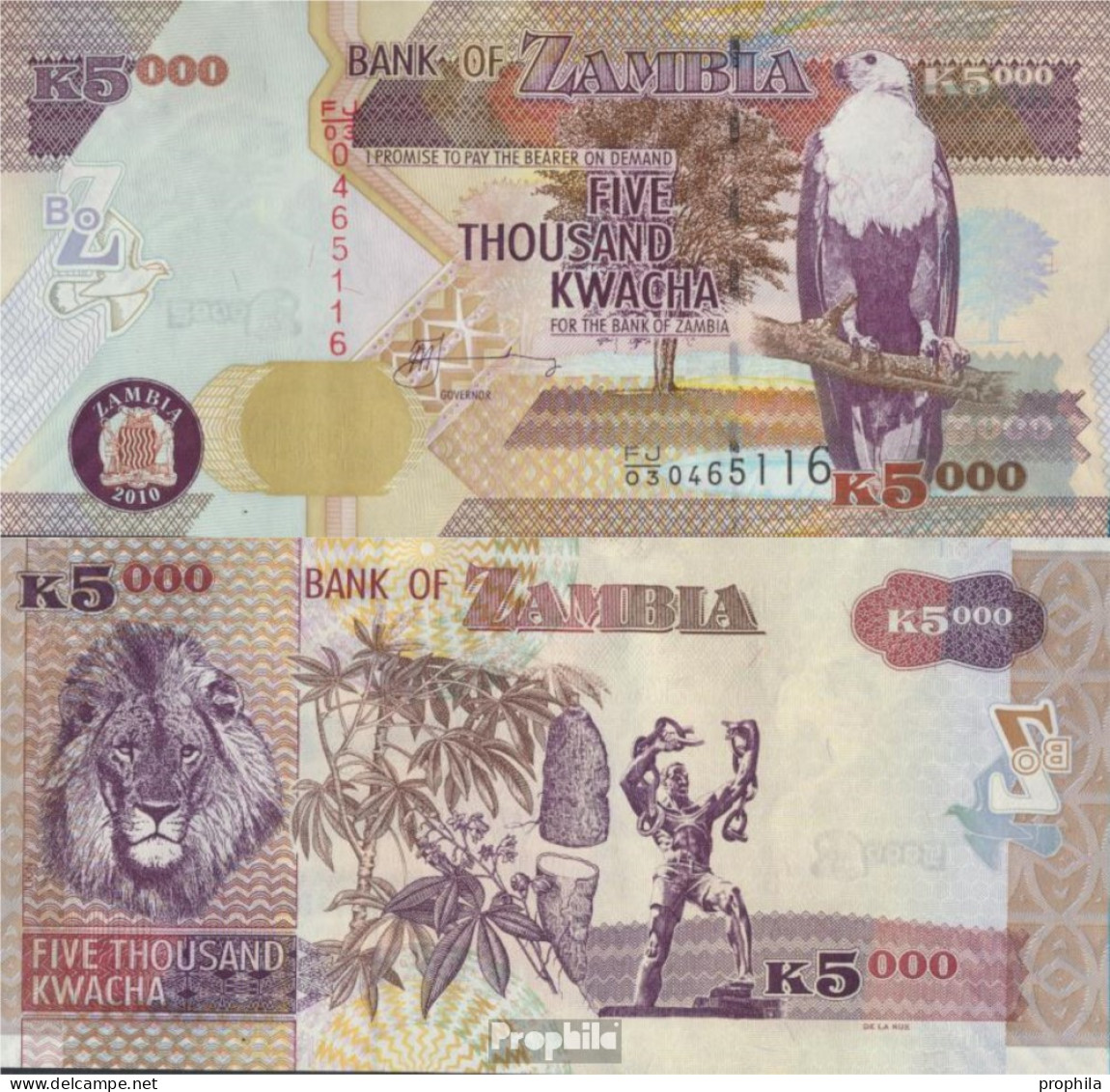 Sambia Pick-Nr: 45f Bankfrisch 2010 5.000 Kwacha - Zambia