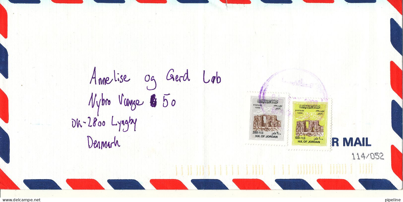 Jordan Air Mail Cover Sent To Denmark 25-10-2000  Folded Cover - Jordanië