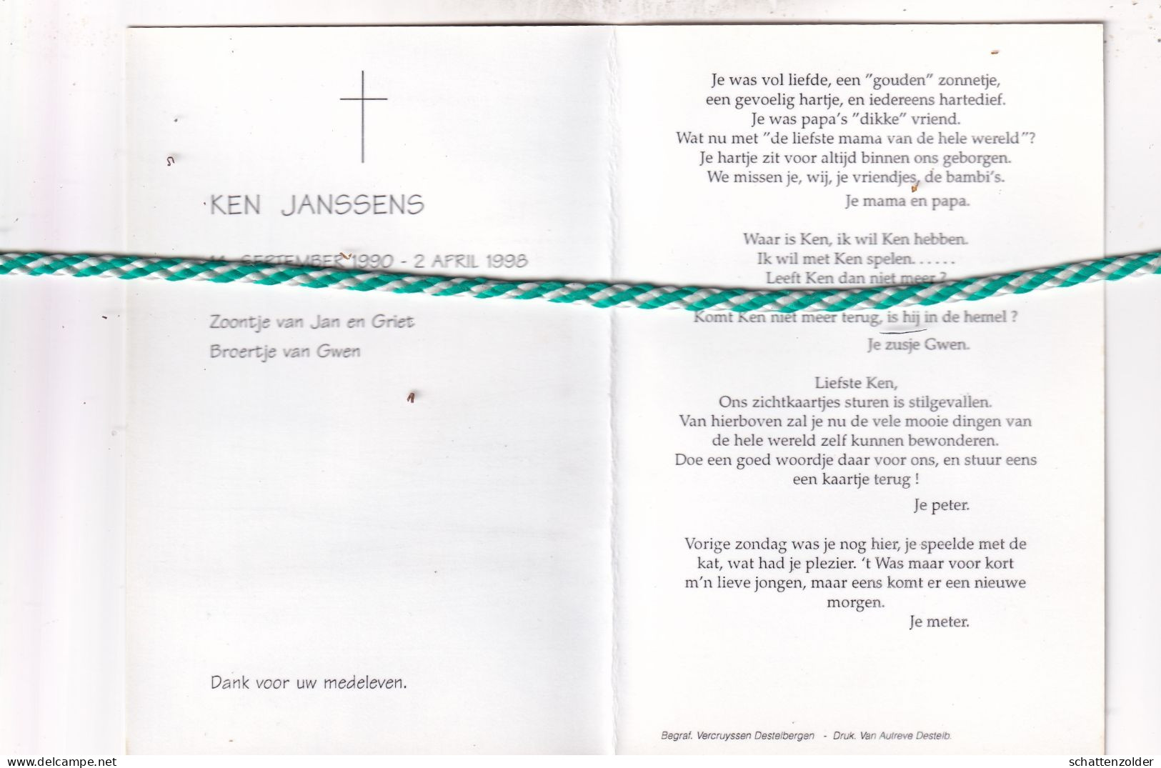 Ken Janssens, 1990, 1998. Foto - Décès