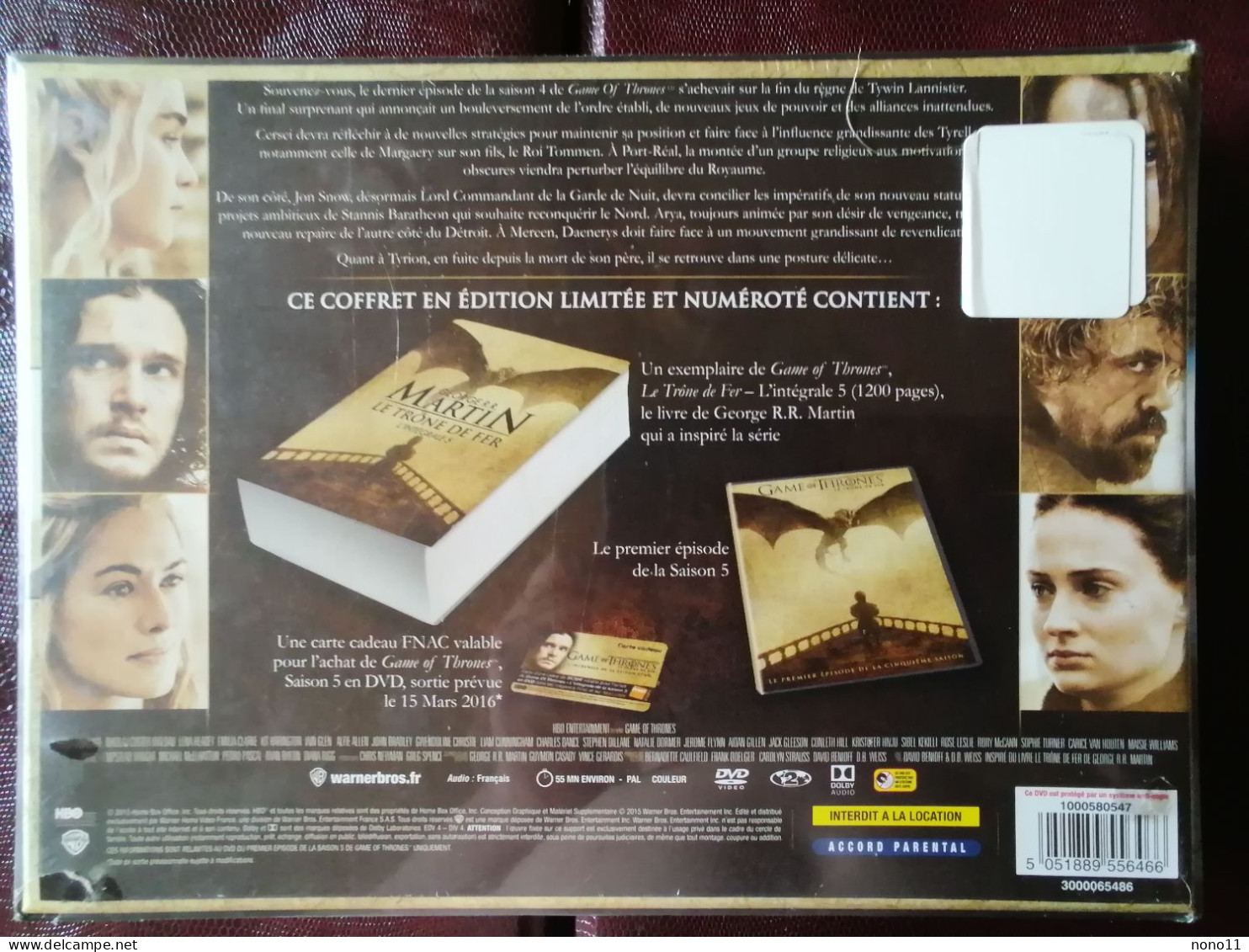 Coffret DVD De Pré-réservation GAMES OF THRONES Saison 5 édition Limitée Et Numérotée - Collections & Sets