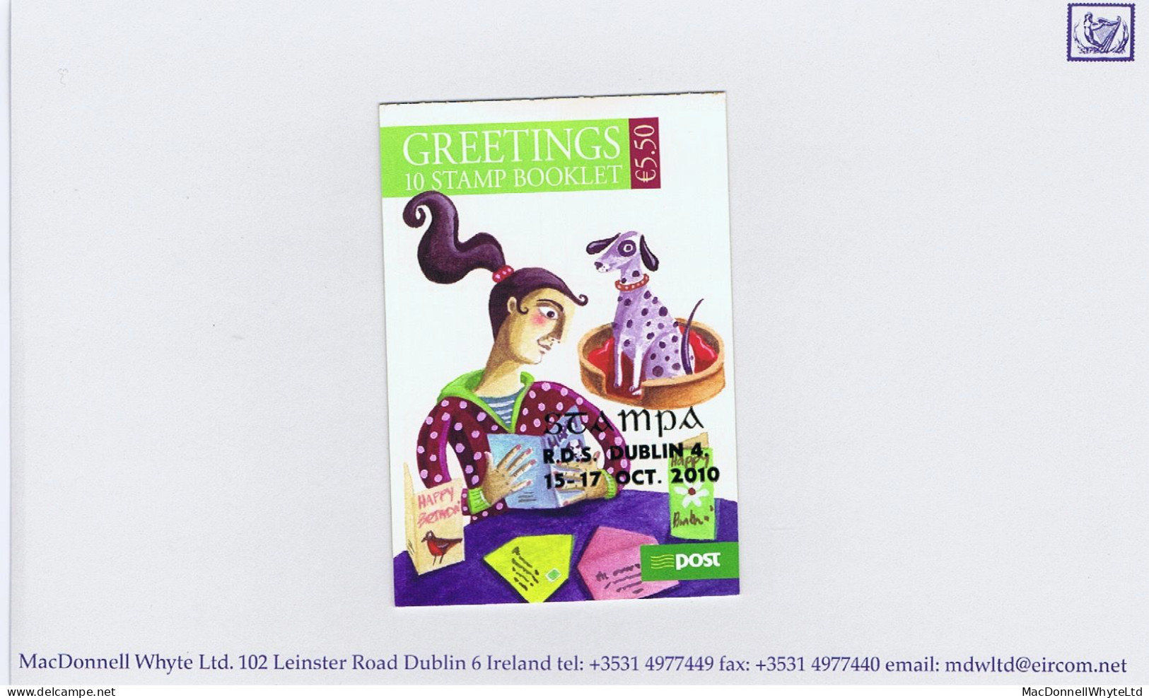 Ireland 2010 Stampa Overprint On Greetings Booklet 55c X 10 Self-adhesive Complete Mint - Autres & Non Classés