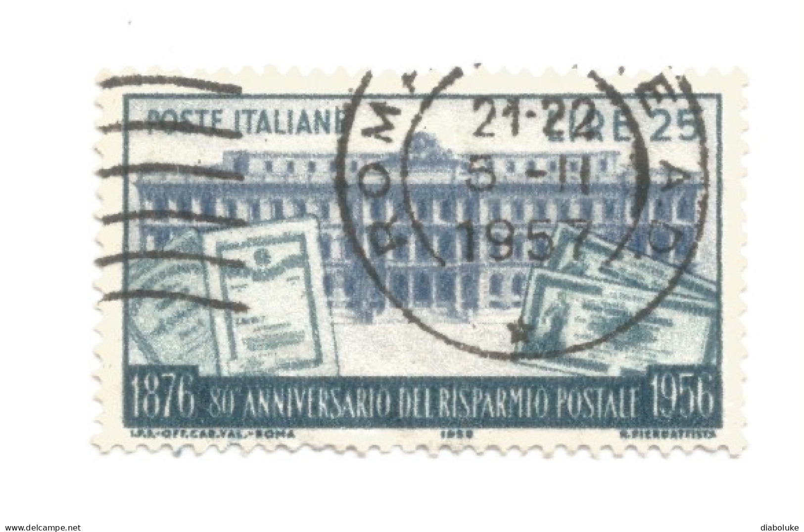 (REPUBBLICA ITALIANA) 1956, RISPARMIO POSTALE IN ITALIA - Serie Di 1 Francobollo Usato - 1946-60: Gebraucht
