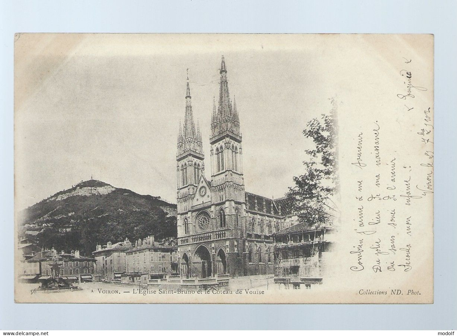 CPA - 38 - Voiron - L'Eglise Saint-Bruno Et Le Coteau De Vouise - Précurseur - Circulée En 1902 - Voiron