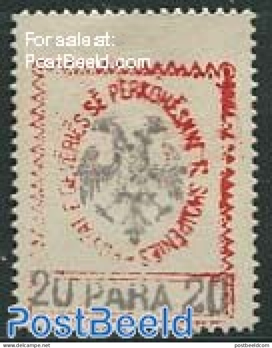 Albania 1913 20P Red, Stamp Out Of Set, Unused (hinged) - Albanie