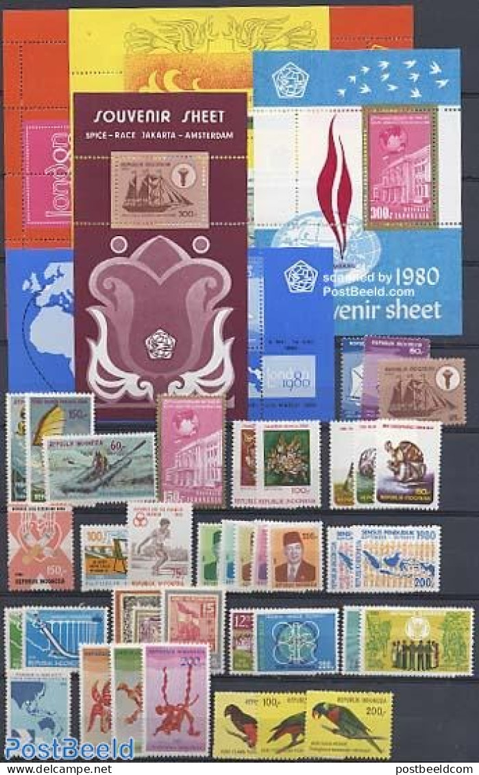 Indonesia 1980 Yearset 1980 (38v+7s/s), Mint NH, Various - Yearsets (by Country) - Non Classés