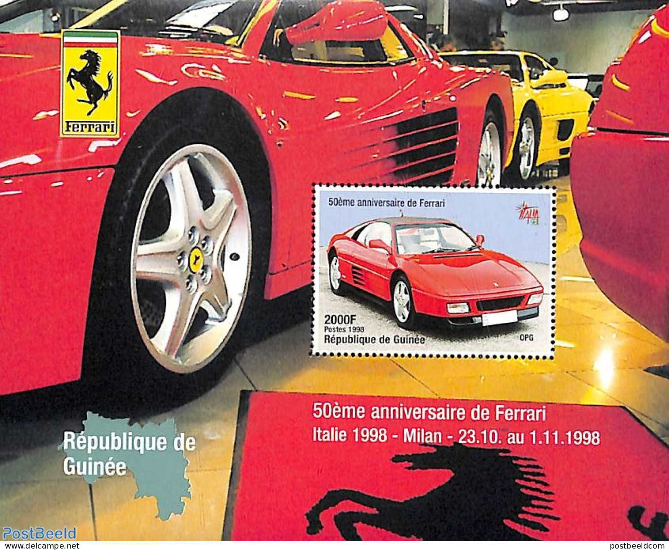 Guinea, Republic 1998 Ferrari S/s, Mint NH, Transport - Automobiles - Ferrari - Voitures