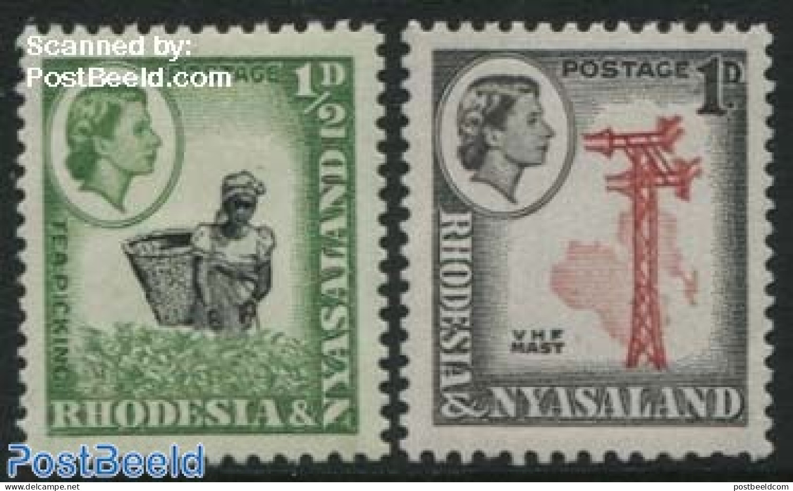 Rhodesia & Nyasaland 1959 Definitives 2v, Perf.  12.5:14, Mint NH, Various - Agriculture - Agricultura