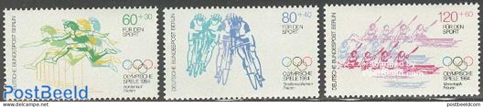 Germany, Berlin 1984 Olympic Games Los Angeles 3v, Mint NH, Sport - Athletics - Cycling - Kayaks & Rowing - Olympic Ga.. - Unused Stamps