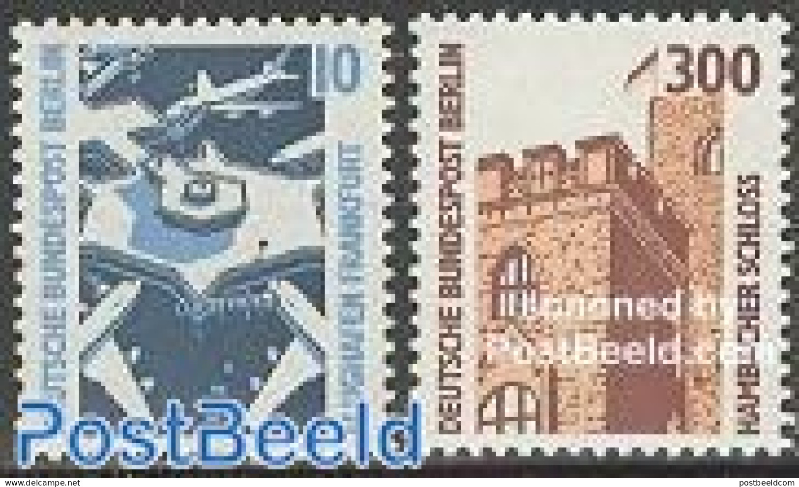 Germany, Berlin 1988 Definitives 2v, Mint NH, Transport - Aircraft & Aviation - Art - Castles & Fortifications - Unused Stamps