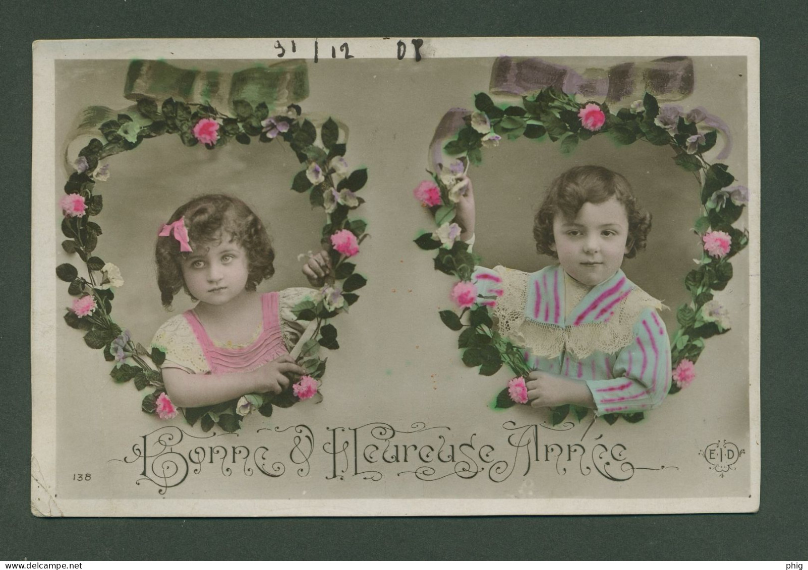 CARTE POSTALE DU 31/12/1908 POUR REIMS "BONNE ET HEUREUSE ANNEE"CACHET POSTAL VILLE D'ALLEMAGNE - New Year