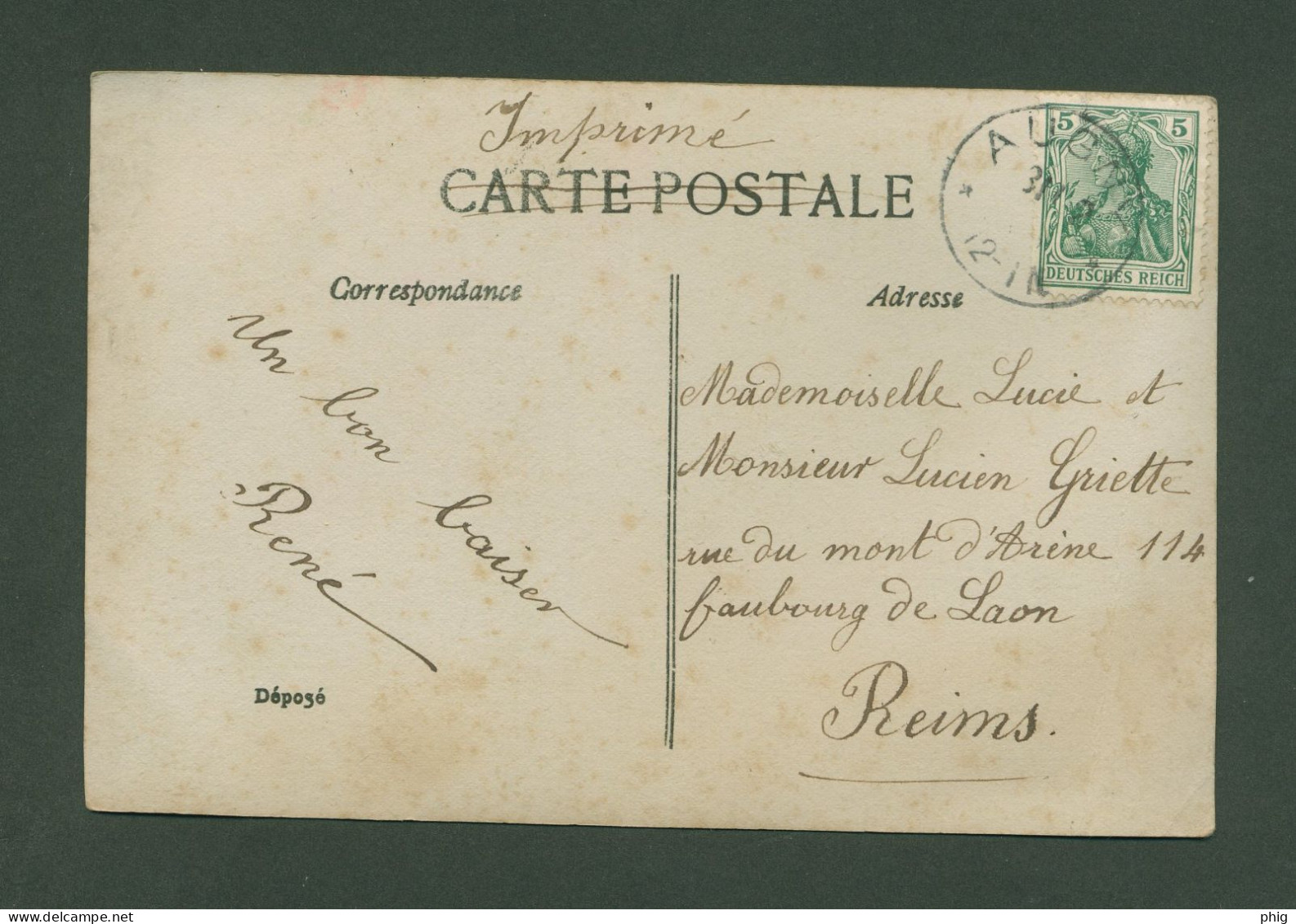 CARTE POSTALE DU 31/12/1908 POUR REIMS "BONNE ET HEUREUSE ANNEE"CACHET POSTAL VILLE D'ALLEMAGNE - New Year