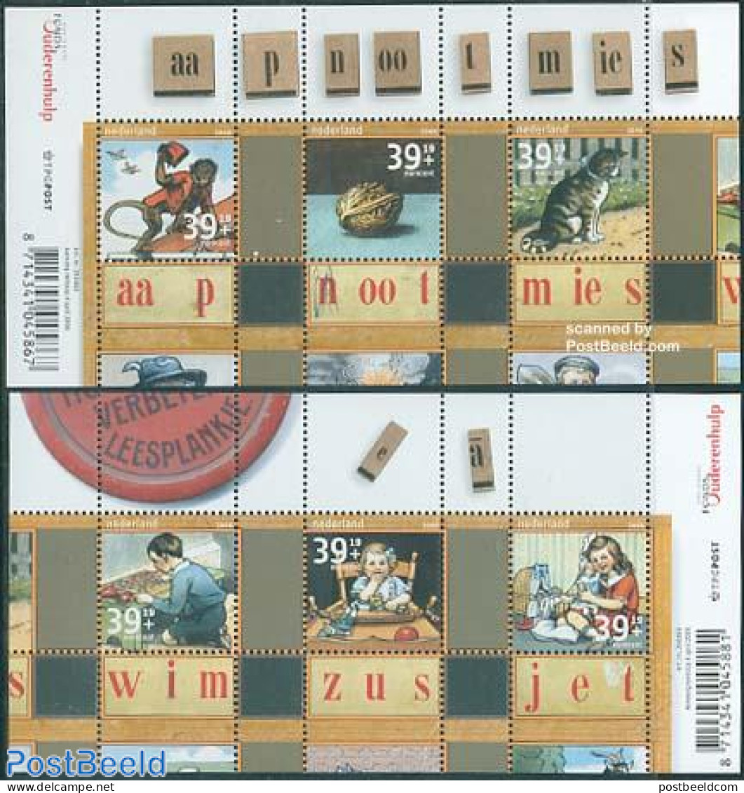 Netherlands 2006 Summer Welfare 2 S/s, Jetses, Mint NH, Nature - Science - Various - Birds - Cats - Monkeys - Educatio.. - Unused Stamps