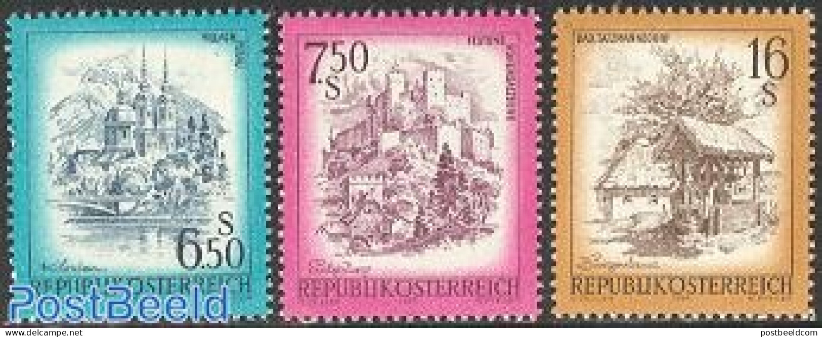 Austria 1977 Definitives 3v, Mint NH, Art - Castles & Fortifications - Museums - Unused Stamps