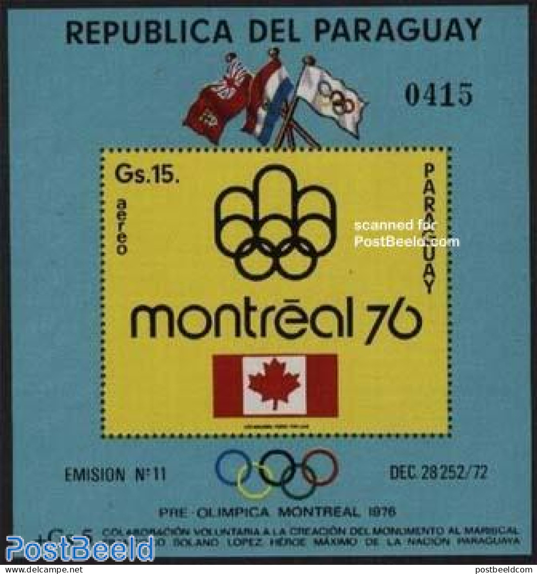 Paraguay 1975 Olympic Games Montreal 76 S/s, Mint NH, Sport - Olympic Games - Paraguay