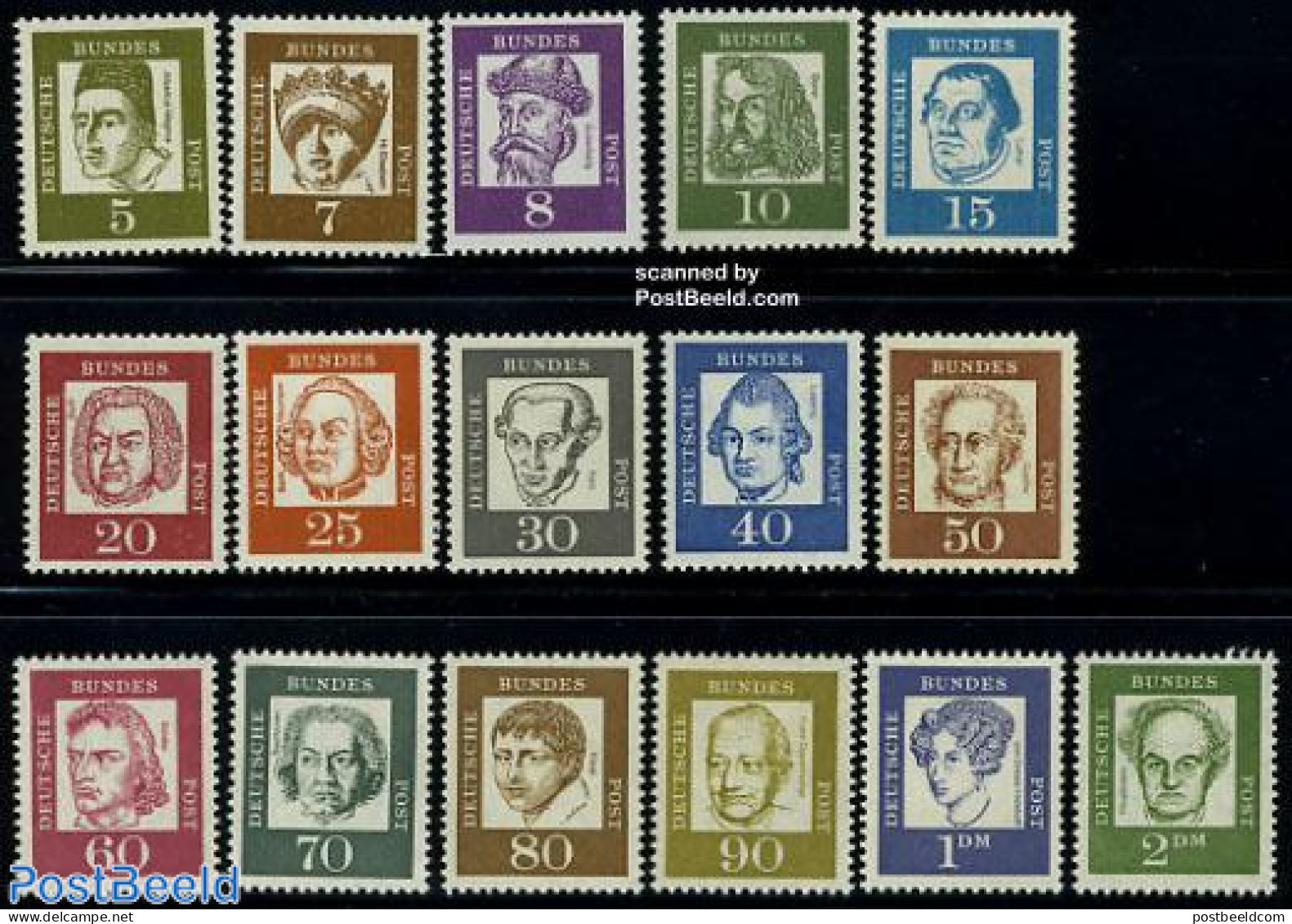Germany, Federal Republic 1961 Famous Persons 16v, Mint NH, Performance Art - Science - Music - Chemistry & Chemists -.. - Unused Stamps