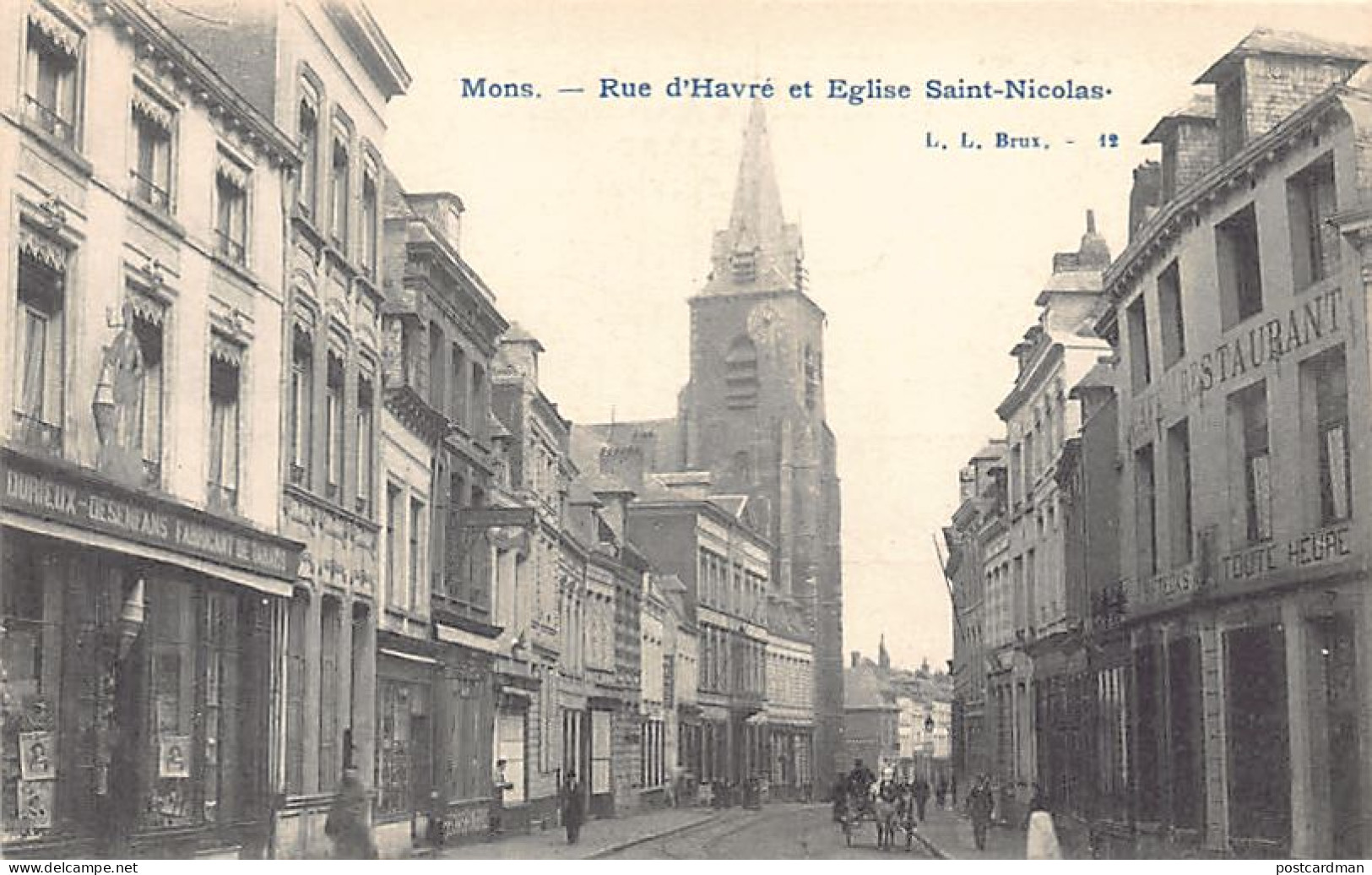 Belgique - MONS (Hainaut) Rue D'Havré Et église Saint-Nicolas - Mons