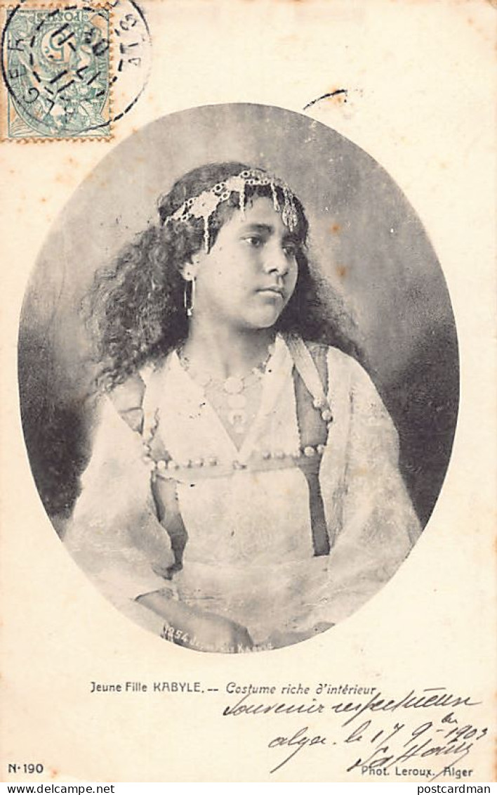 Kabylie - Jeune Fille Kabyle - Riche Costume D'intérieur - Ed. Leroux 190 - Frauen