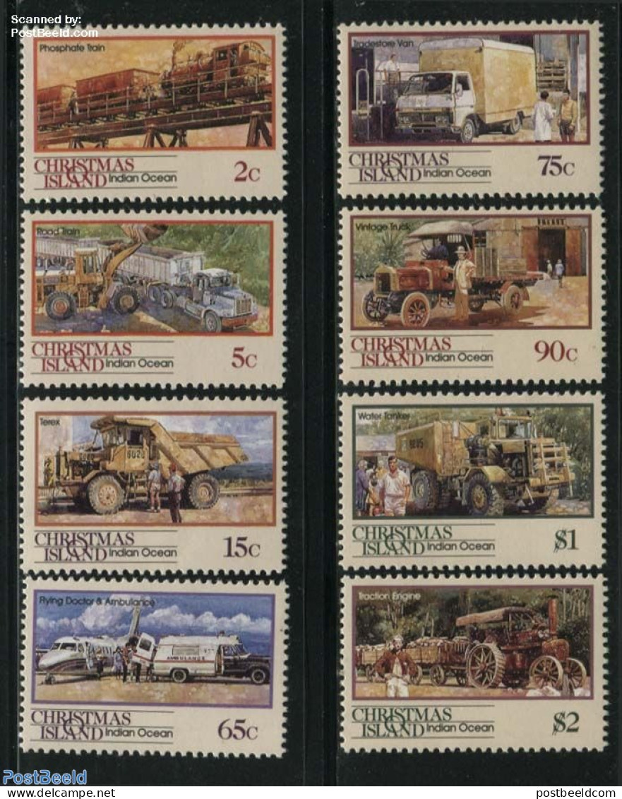 Christmas Islands 1990 Definitives, Transport 8v, Mint NH, Transport - Various - Automobiles - Aircraft & Aviation - R.. - Cars