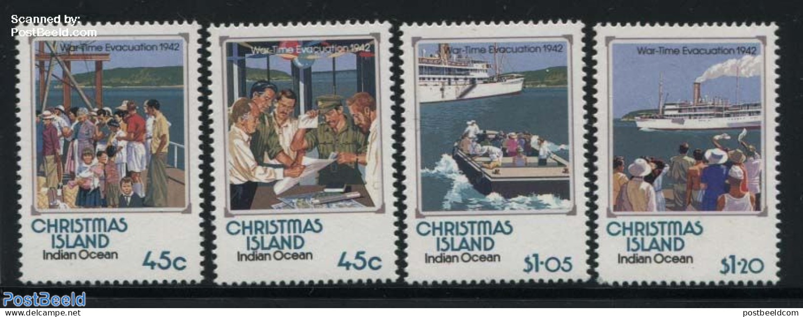 Christmas Islands 1992 War Time Evacuation 4v, Mint NH, Transport - Ships And Boats - Ships