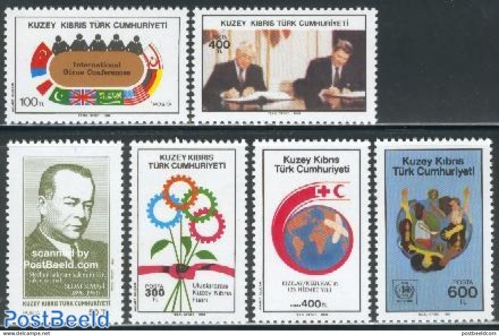 Turkish Cyprus 1988 Mixed Issue 6v, Mint NH, Health - History - Health - Red Cross - Newspapers & Journalism - Red Cross