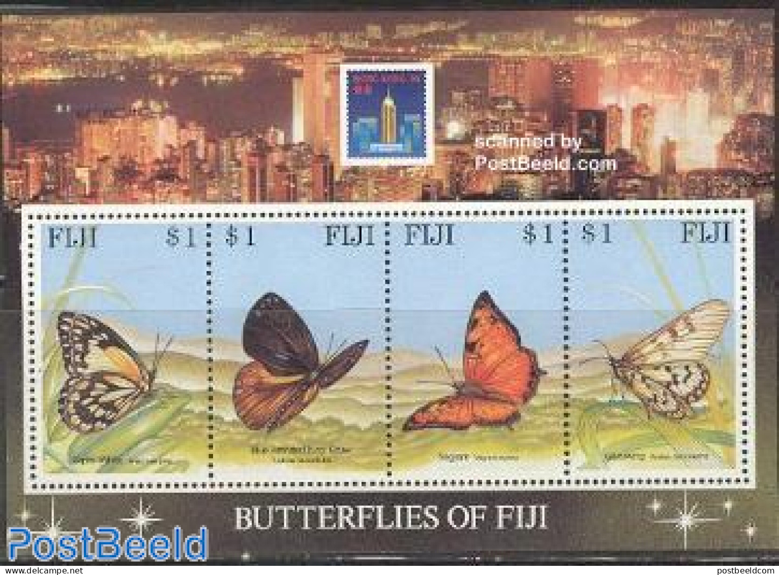 Fiji 1994 Hong Kong, Butterflies S/s, Mint NH, Nature - Butterflies - Philately - Sonstige & Ohne Zuordnung