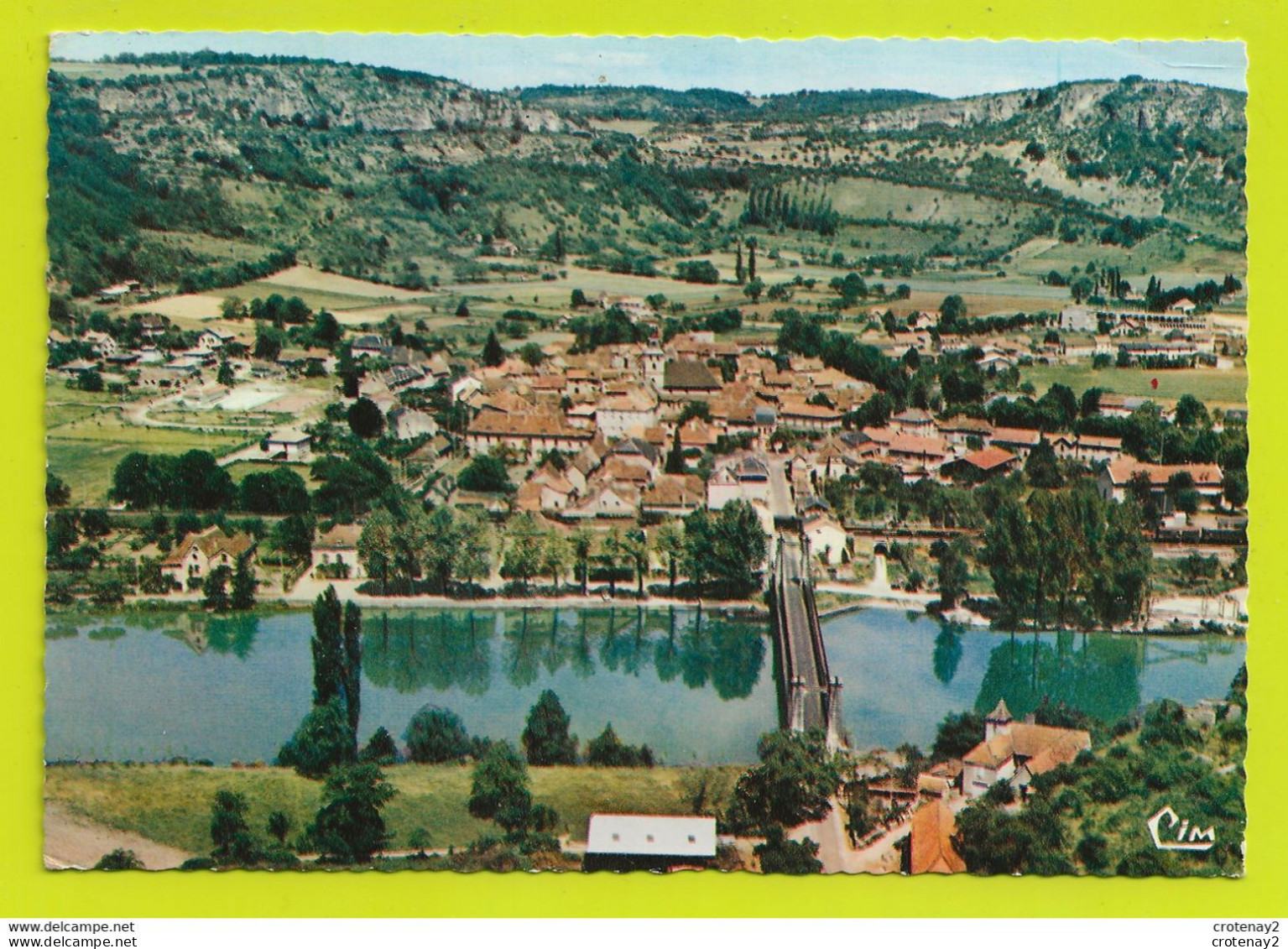 46 CAJARC Vers Figeac N°106.63 Vue Générale Aérienne En 1969 Pont Suspendu VOIR DOS - Figeac